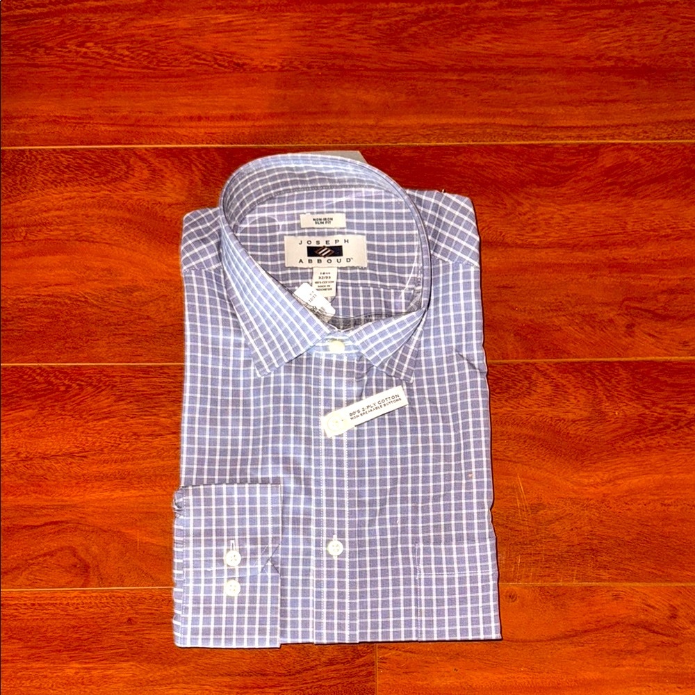 Joseph Abboud Navy and White Grid Dress Shirt
